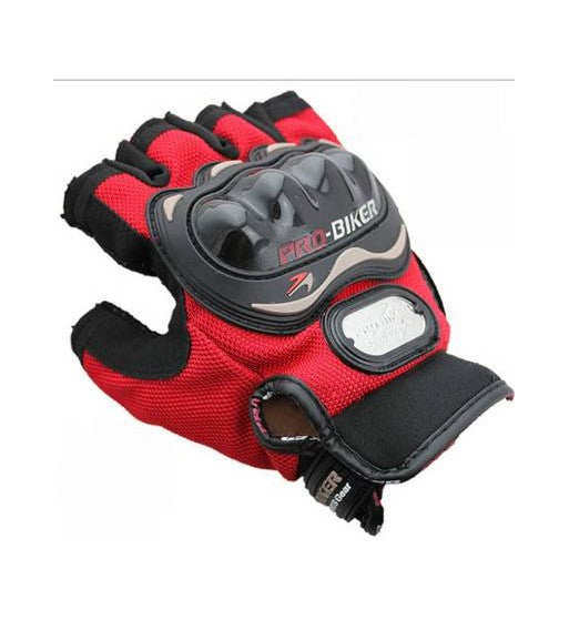 PROBIKER HALF CUT GLOVES FOR MOTORCYCLE SCOOTER (RED, M)