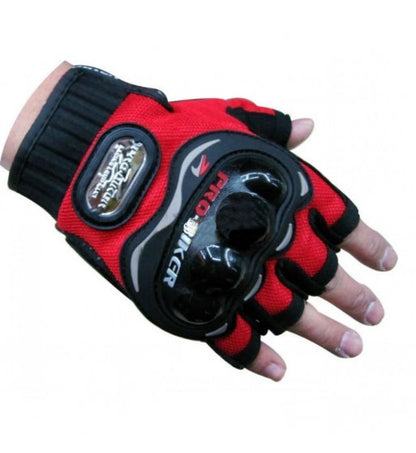 PROBIKER HALF CUT GLOVES FOR MOTORCYCLE SCOOTER (RED, M)