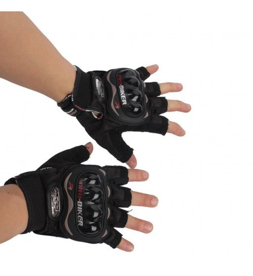 MOTOWAY PRO BIKER HALF CUT RACING BIKING DRIVING MOTORCYCLE GLOVES BLACK M