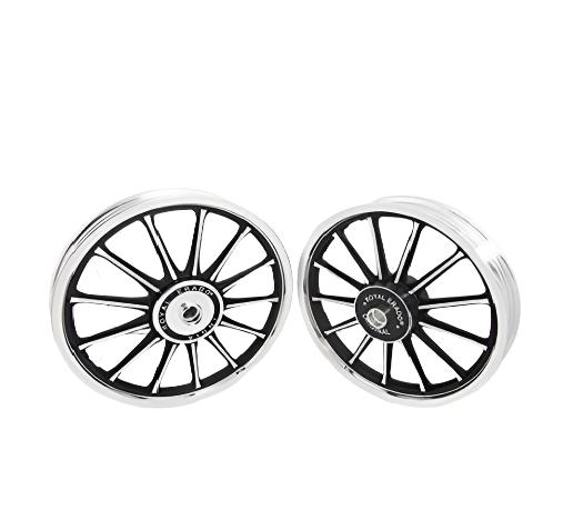 13 Spoke Alloy Wheel for Royal Enfield Classic 19''/18'' (Pack of 2, Black Chrome)