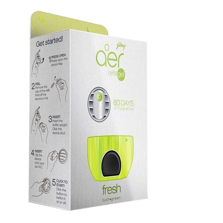 Godrej aer Click, Car Air Freshener Refill Pack - Fresh Lush Green (10g)