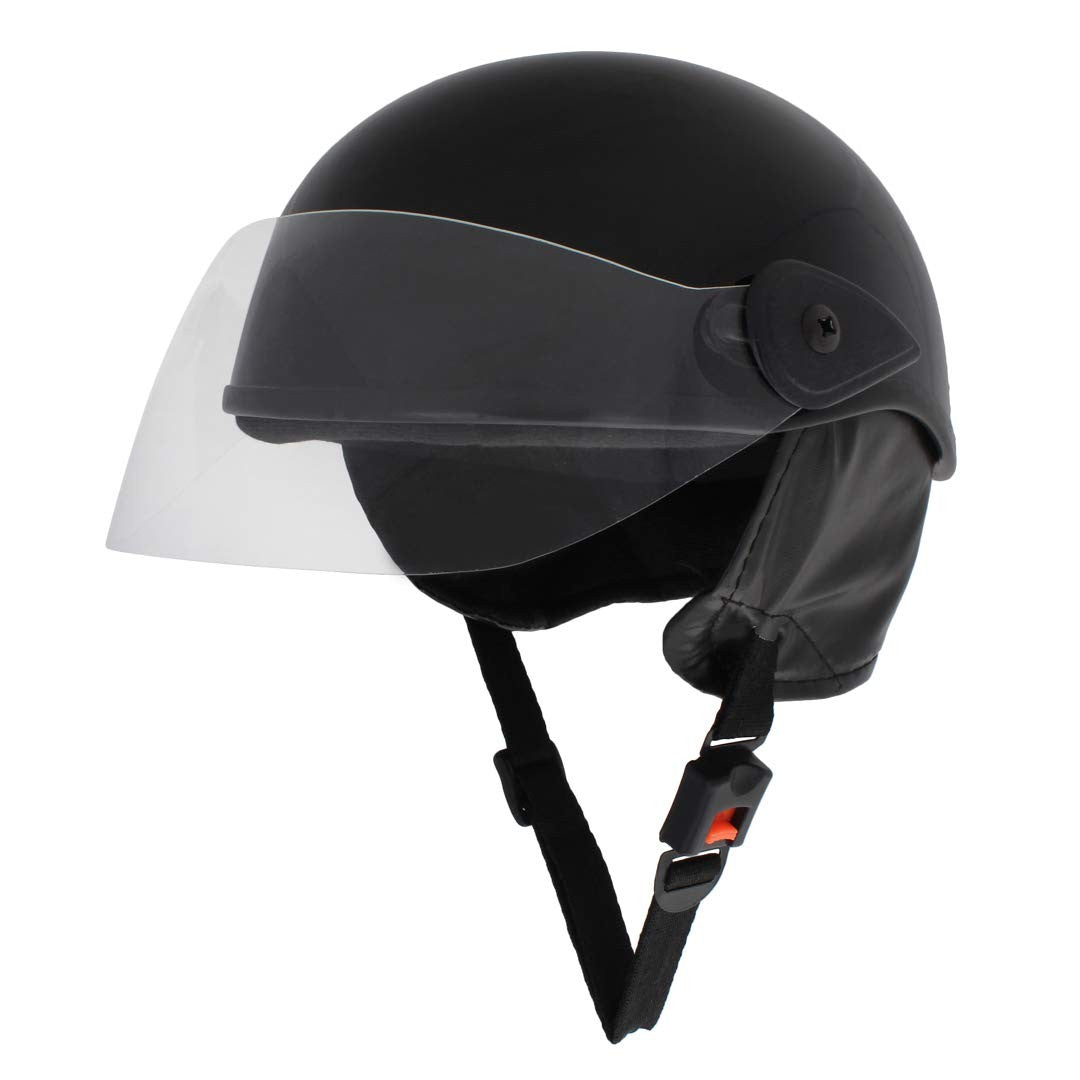 VP1 Half Helmet for Men Women Black Glossy Small