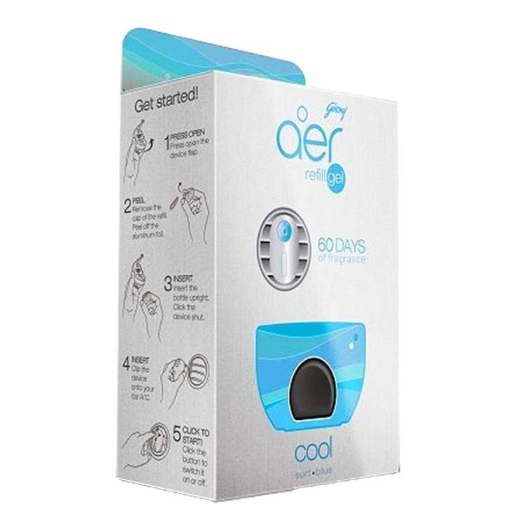 Godrej aer click, Car Air Freshener Combo with machine  - Cool Surf Blue (10g)