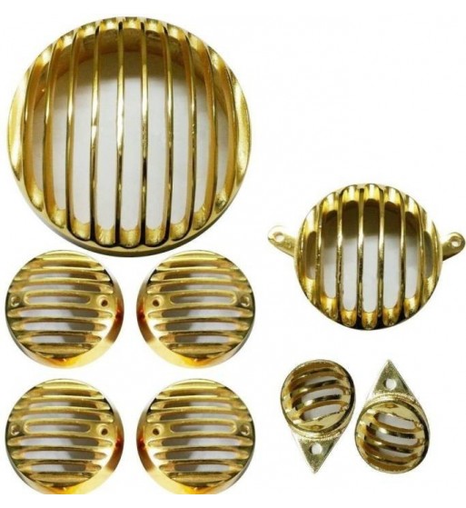 HEAD LIGHT HEAVY GRILL AND INDICATOR GRILL AND TAIL LIGHT GOLD FOR ROYAL ENFIELD CLASSIC(8PCS)