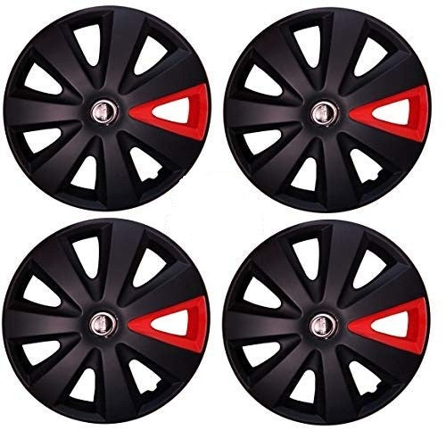 Hotwheelz Sporty Twin Color 13-inch Wheel Cover with Rings(Set of 4pc, Black Red)