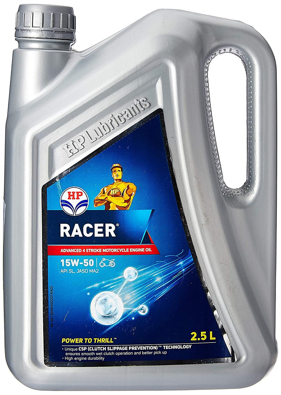 HP Lubricants Racer4 15W-50 API SL Engine Oil for Bikes (2-5 L)