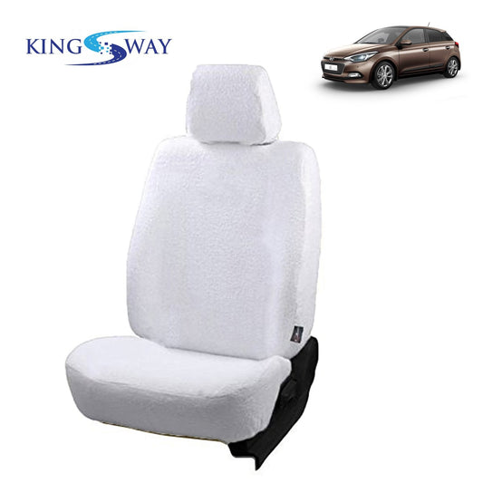 Hyundai Elite I-20 Kingsway Cotton Towel Fabric Seat Covers for (White)