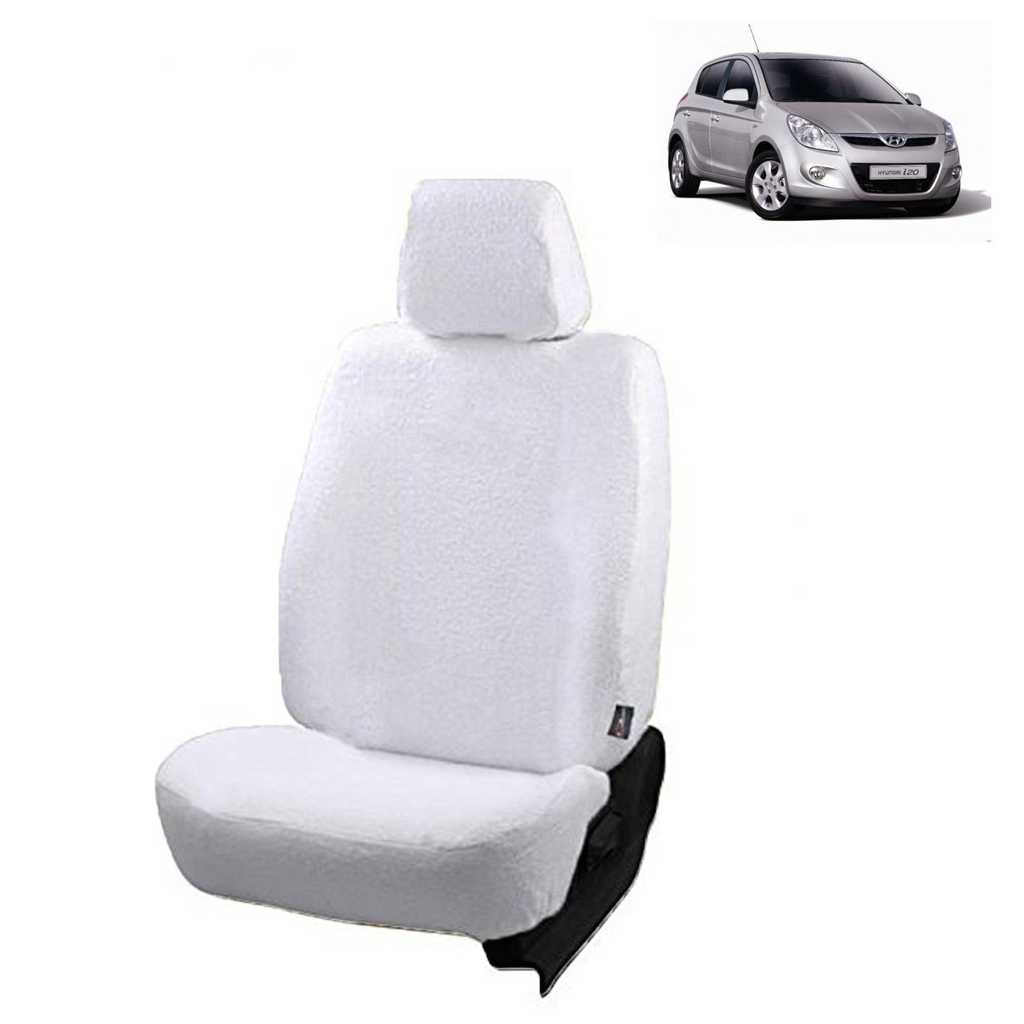 Hyundai Elite I-20 Cotton Towel Fabric Seat Covers for (White)