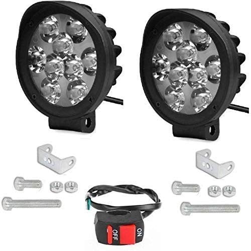 VP1 LED Fog Lights for Bikes and Cars High Power, Heavy clamp and Strong ABS Plastic (BLACK 9 LED CAP SET)