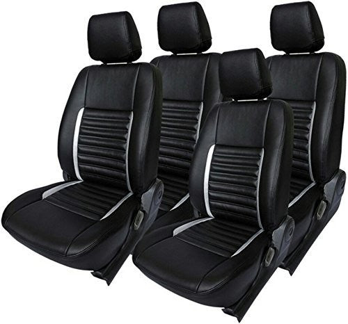 Maruti Alto K10 Khushal Leatherite Car Seat Covers Designer Front and Back Seat Cover Set for Black/Orange