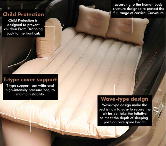 Multifunctional Inflatable Car Bed Mattress with Two Air Pillows, Car Air Pump and Repair Kit