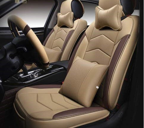 VP1 PU Leather Car Seat Cover Beige-Coffee for Hyundai Creta