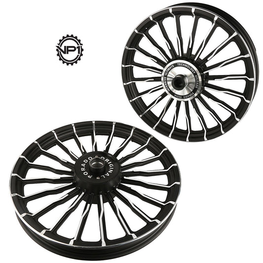 Spokes Black and Chrome Alloy Wheels (Set of 2)