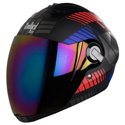 Steelbird Air SBA-2 Robot Full Face Helmet with Visor (Matt Black/Red/Blue)