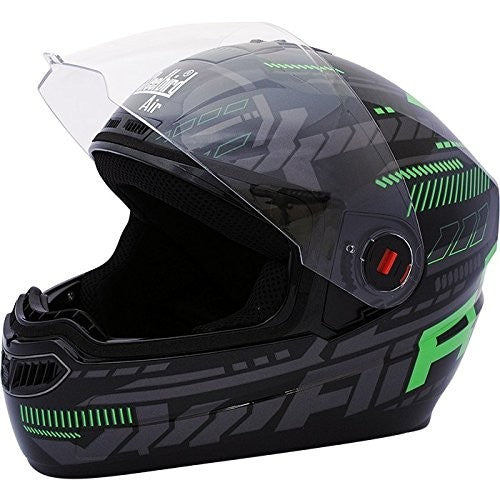 Steelbird Air Speed Mat Finish Full Face Helmet with Plain Visor (Black with Green)