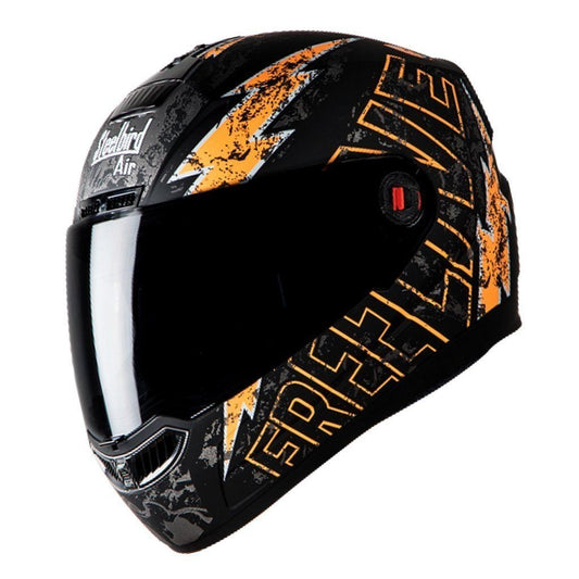 Steelbird Helmet SBA-1 Free Live in matt finish with Smoke Visor with Free Ashtray (600MM, Black with Orange)