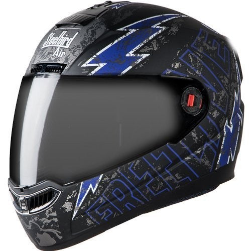 Steelbird Helmet SBA-1 Free Live with Plain Visor and Matt Finish (Matt Black with Blue)