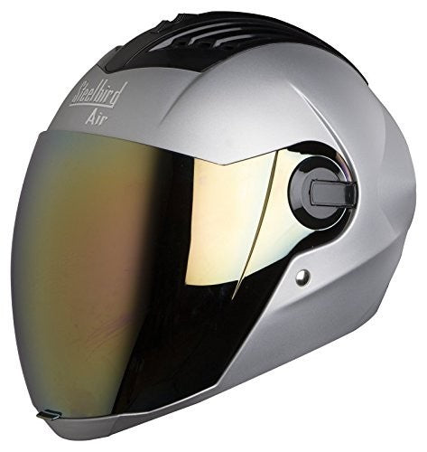 STEELBIRD HELMET SBA-2 MATT SILVER WITH GOLD VISOR MEDIUM 580 MM (ONE EXTRA TRANSPARENT VISOR)