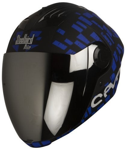 STEELBIRD HELMET SBA-2 SEVEN MATT BLACK/BLUE WITH SILVER VISOR