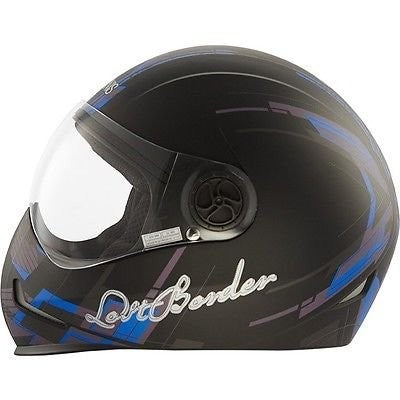 Steelbird Mens ISI Certified Printed Helmet - Adonis Lost Border Full Face Helmet with Plain Visor (600MM, Mat Black with Blue)