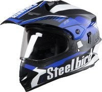 Steelbird Off Road Racing SB-42 Helmet with Plain Visor (Glossy Black and Blue)