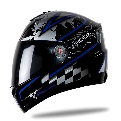 Steelbird Racer SBA-1 Helmet with Plain Visor (Matt Black and Blue)