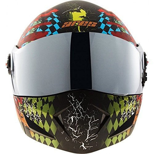 Steelbird Racing Graphics Helmet - SB-41 Ares Skull Flip Up Helmet with Plain Visor