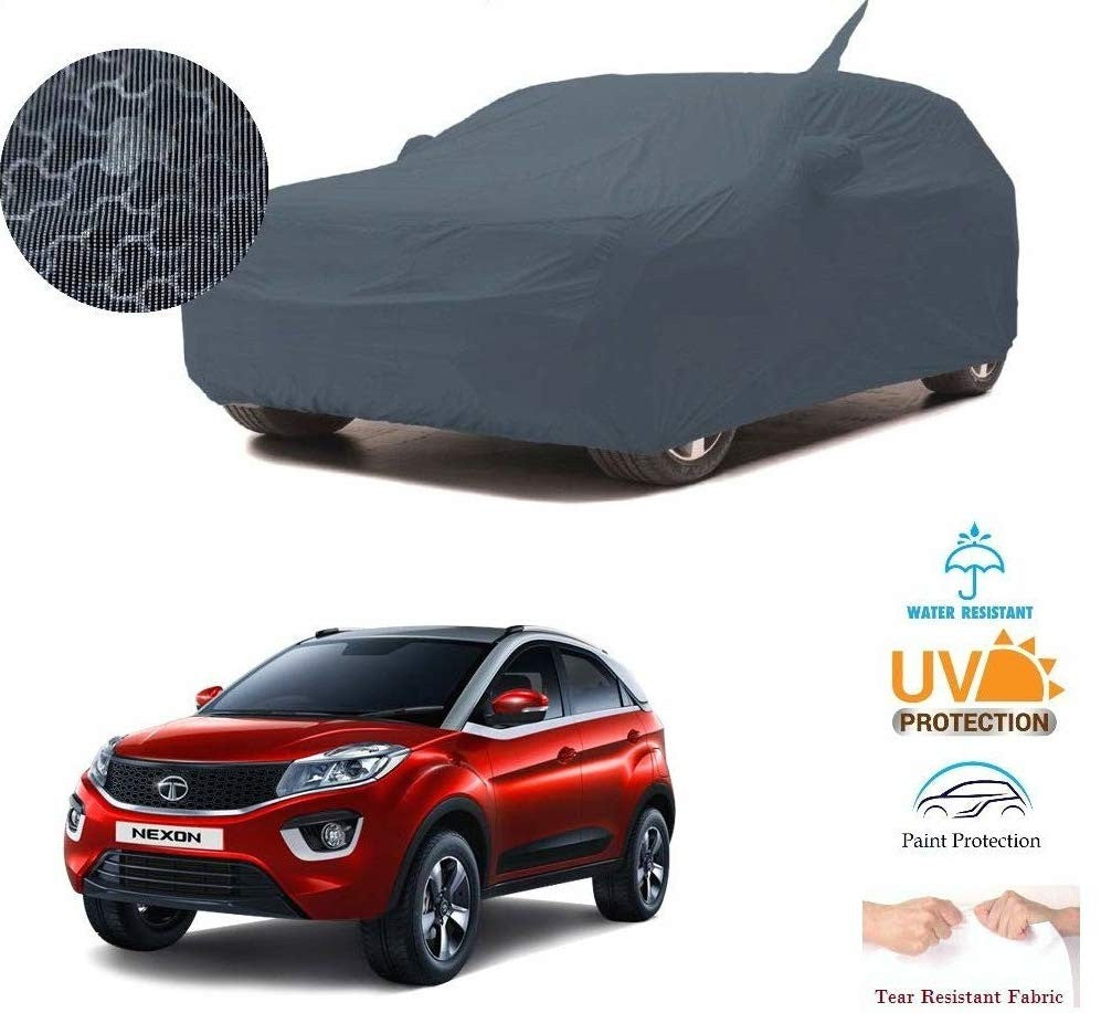 Tata Nexon Body Cover with Antenna and Mirror Pockets (100% UV Protection & Dustproof) | Compatible to XM,XZ,XT & XZ+