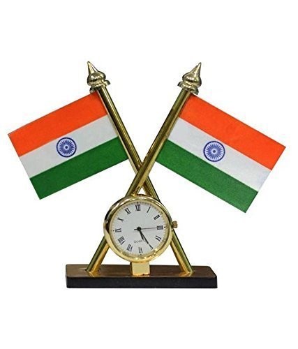 Universal Car Dashboard Indian Flag with Clock