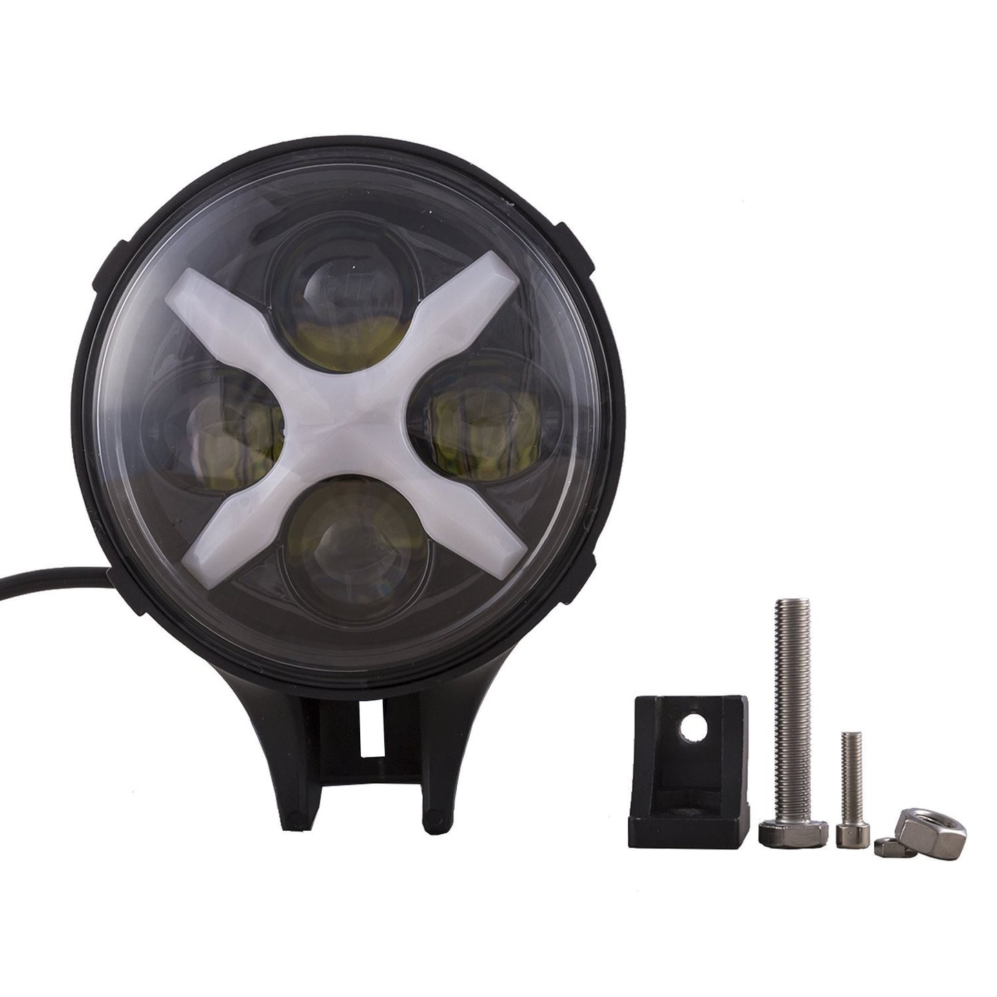 Universal Round 4 LED Fog Light for All Cars and Bikes (Black)