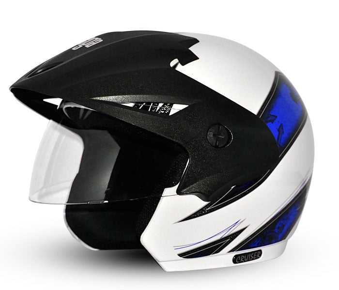 Vega Cruiser Arrows W/P White Base With Blue Graphic Helmet