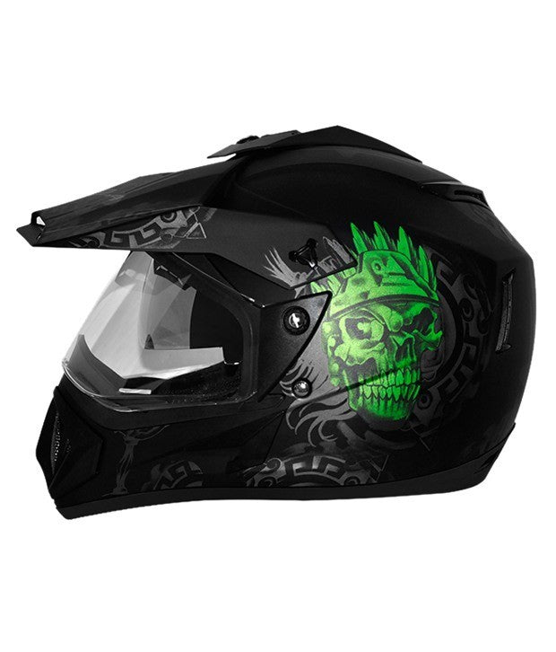 Vega Helmet - Off Road D/V Ranger (Dull Black Base With Green Graphic)