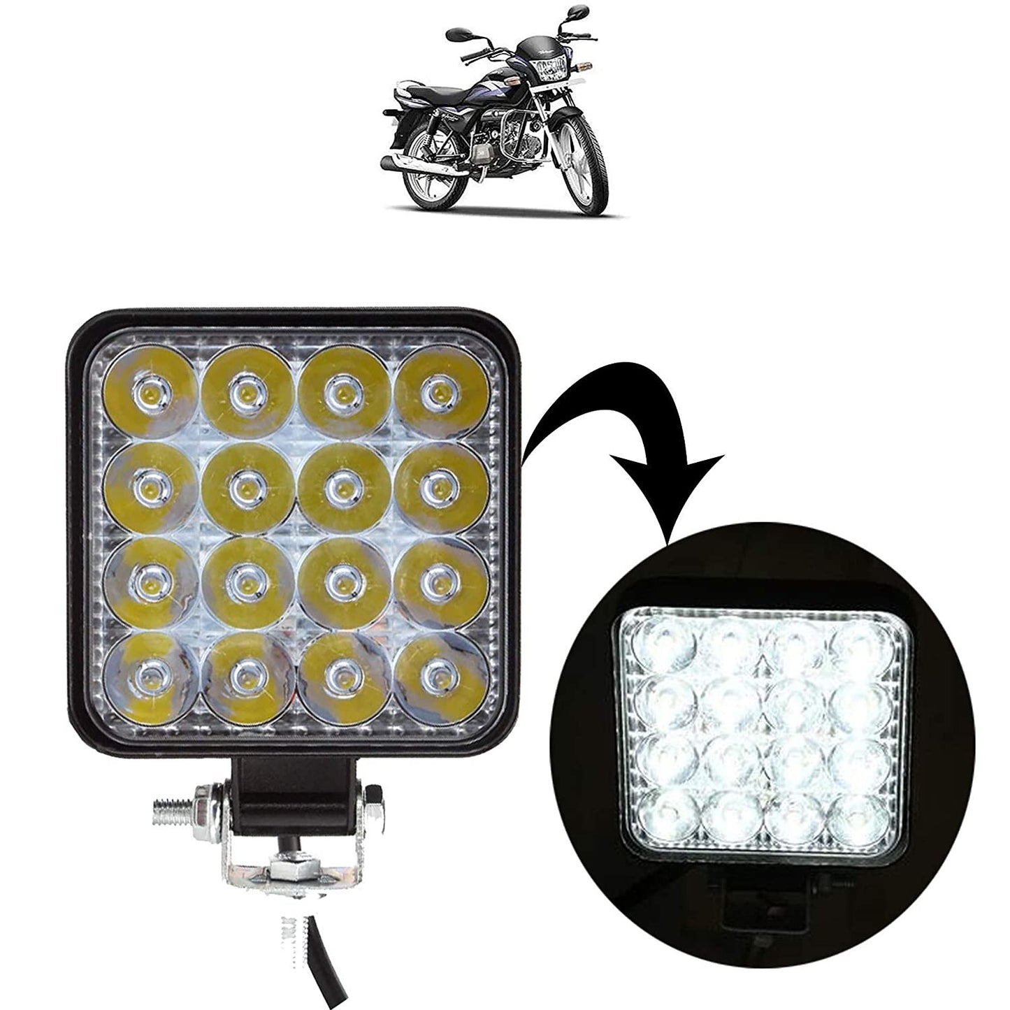 VP1 16 Led Bike Headlight/Car Headlight/Driving Lamp for Hero Splendor Pro