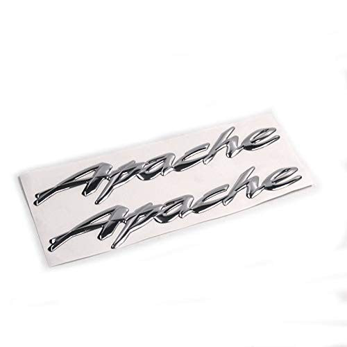 VP1 2 pcs Bike Emblem Badge Decal 3D Tank Logo Silver Apache Sticker for TVS Apache and Apache Silver Lanyard