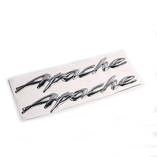 2 pcs Bike Emblem Badge Decal 3D Tank Logo Silver Apache Sticker for TVS Apache and Apache Silver Lanyard