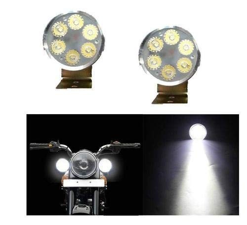 6-LED Round Spot Beam LED Bike Aux Lights White Set Of 2-Hero Super Splendor