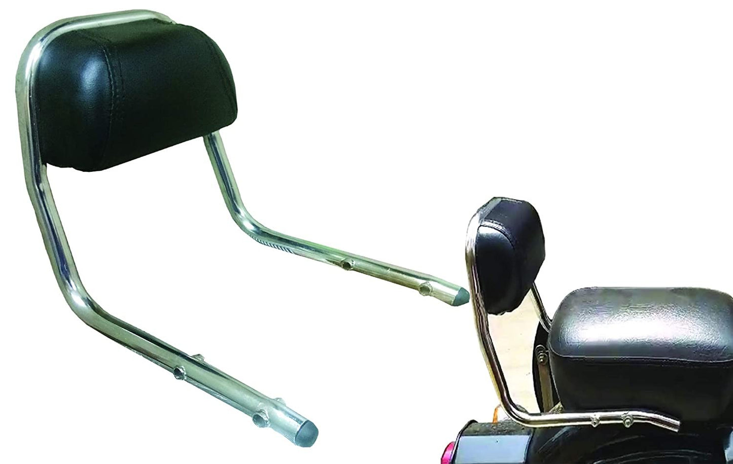 VP1 Bike 151M Backrest Harley Style Bold Cushion Back Support Pillion Chrome All Royal Enfield Bullet