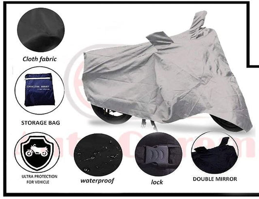 VP1 Bike Cover (Silver Matty) with Side Mirror Pocket and Belt Compatible with Multistrada