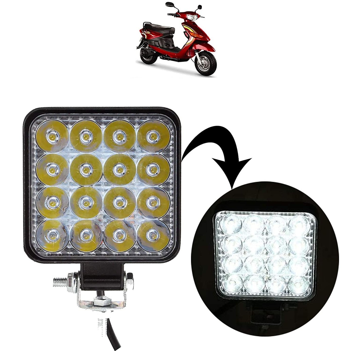 VP1 Bike Headlight 16 Led Fog Light/Driving Lamp/Off Road Working Lamp for Indus Yo Spark