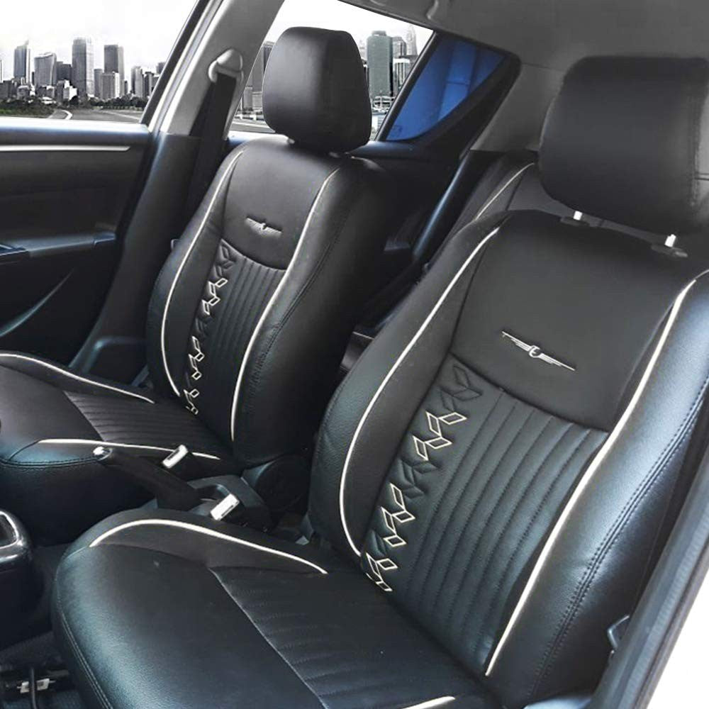 VP1 Black and White Art Leather Car Seat Cover for Hyundai Creta SX(O) (2015 2018)