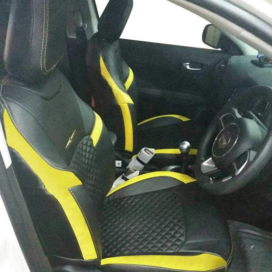 VP1 Black and Yellow Art Leather Seat Cover for Hyundai Creta E Facelift 2018 Onwards