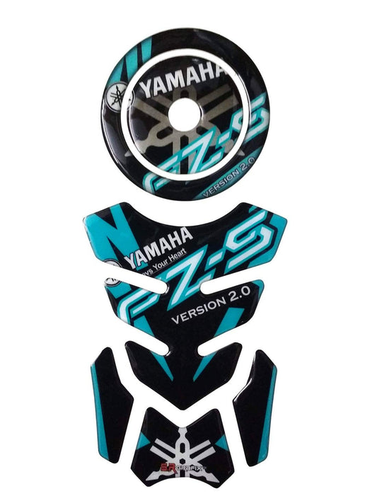 Yamaha Combo FZ-S V2 Yamaha Blue Customize Vinyl Tank Pad & Fuel Cap Sticker