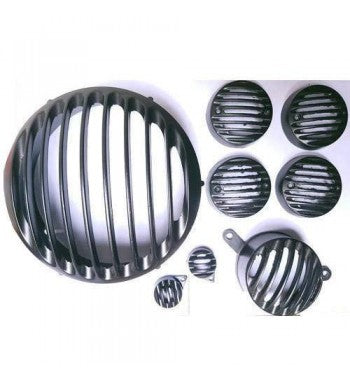 VP1 COMBO HEADLIGHT GRILL, TAIL LIGHT GRILL, INDICATOR SET, SET OF 8 (PLASTIC) FOR ROYAL ENFEILD CLASSIC 350