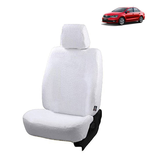 VP1 Cotton Towel Fabric Seat Covers for Skoda Rapid (White)