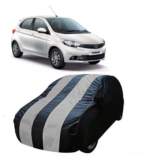 VP1 Dual Tone Car Body Cover for Tata Tiago (Navy Blue and Grey with Side Mirror Pockets)