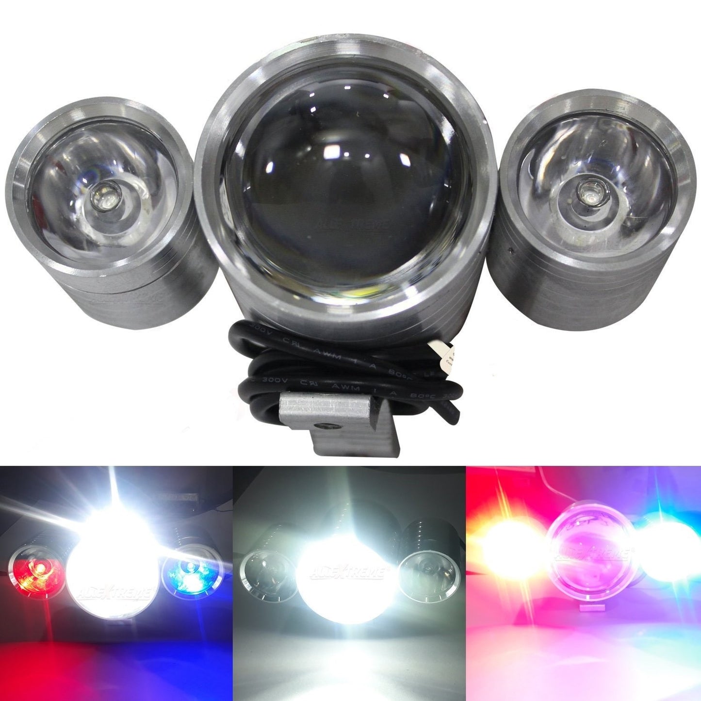 VP1 EXU10FL U10 CREE LED Fog Light Projector Auxillary Spot Beam Lamp with Red Blue Police Lights with High/Low Beam