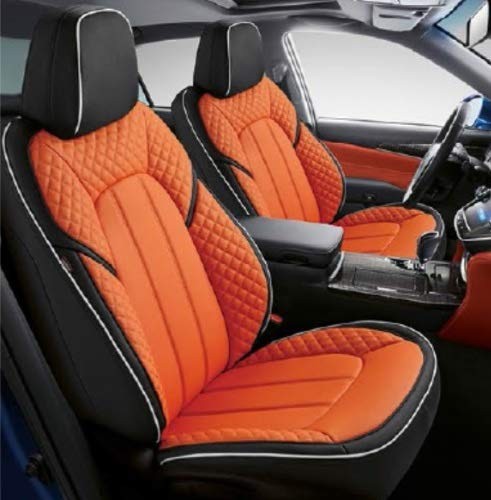 VP1 Front and Rear Car Seat Covers Compatible with Hyundai Creta 2020, Orange and Black