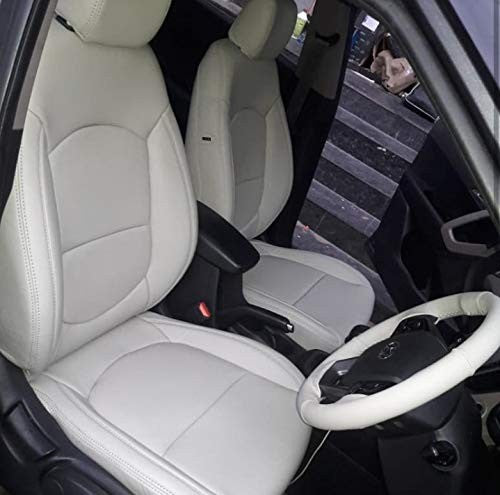 VP1 Genuine Leather Hyundai Creta CAR SEAT Cover in White