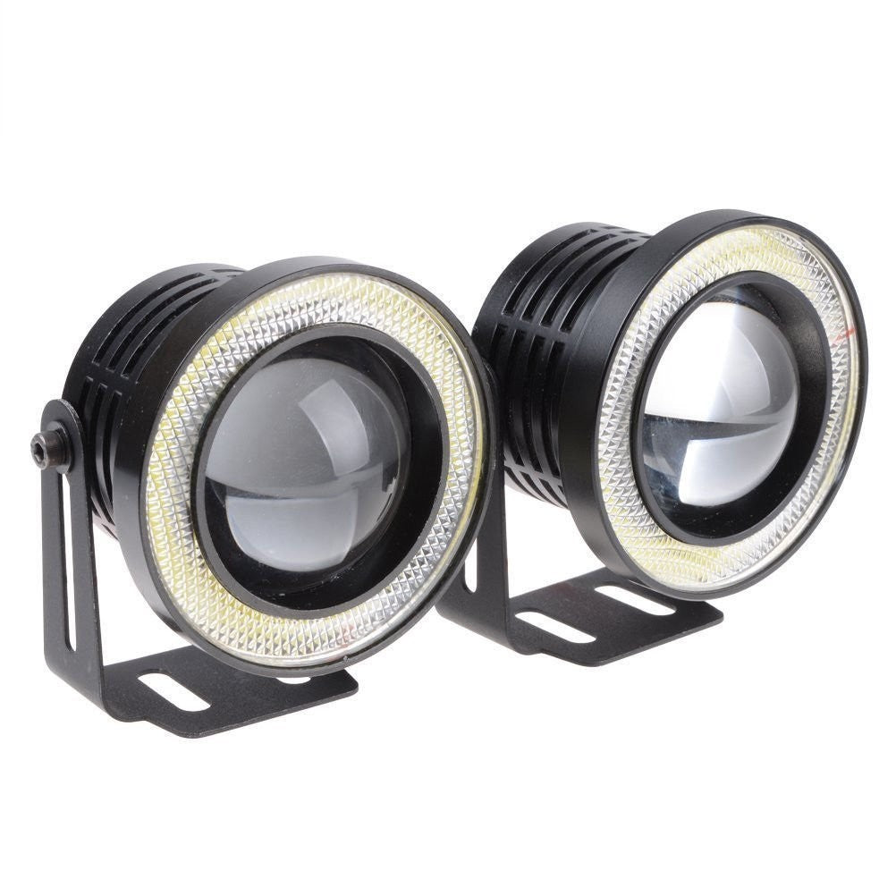 VP1 High Power LED Fog Light Projector Cob with White Angel Eye Ring 15W Set Of 2