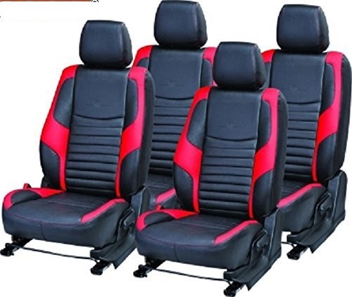 VP1 Leather Car Seat Covers Compatible for Hyundai Creta (Black/Red)